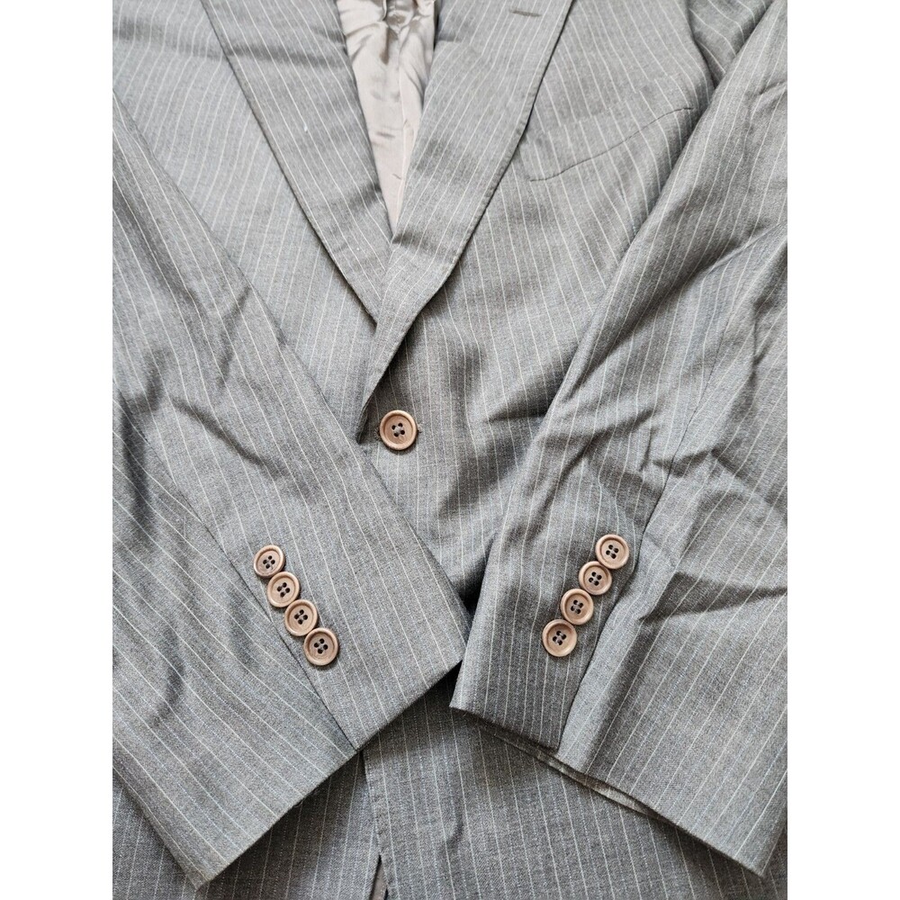 Daniel Cremieux 100% Wool Sport Coat Blazer Gray Pinstripe Italy Made 46R GUC - Picture 5 of 14